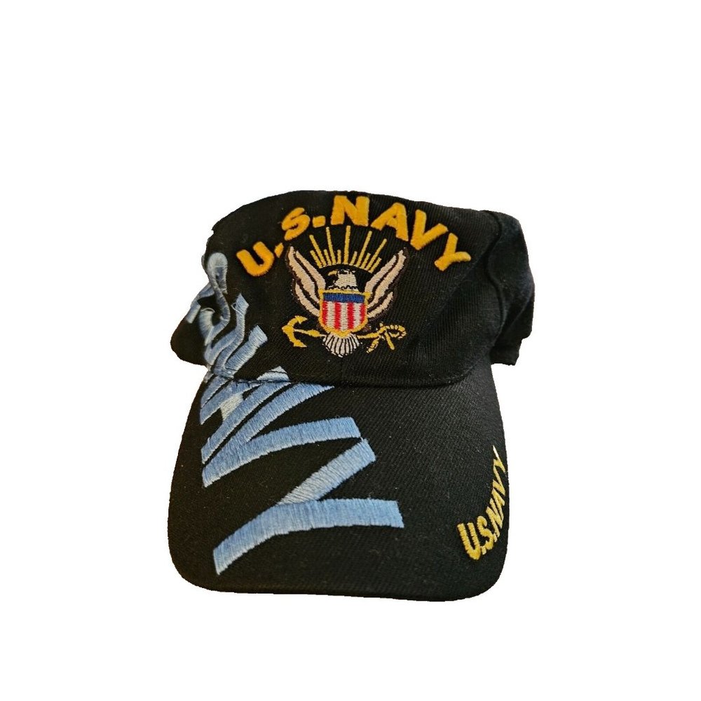 U.S. NAVY Ball Cap Adjustable Cloth Back Strap Embroidered U.S.NAVY Black Hat